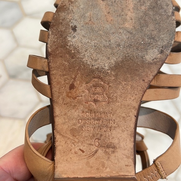 Matt Bernson Camel Leather Gladiator Back Zipper Sandal Women’s Size 6 - Picture 9 of 11